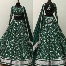 Dark green color designer lehenga choli